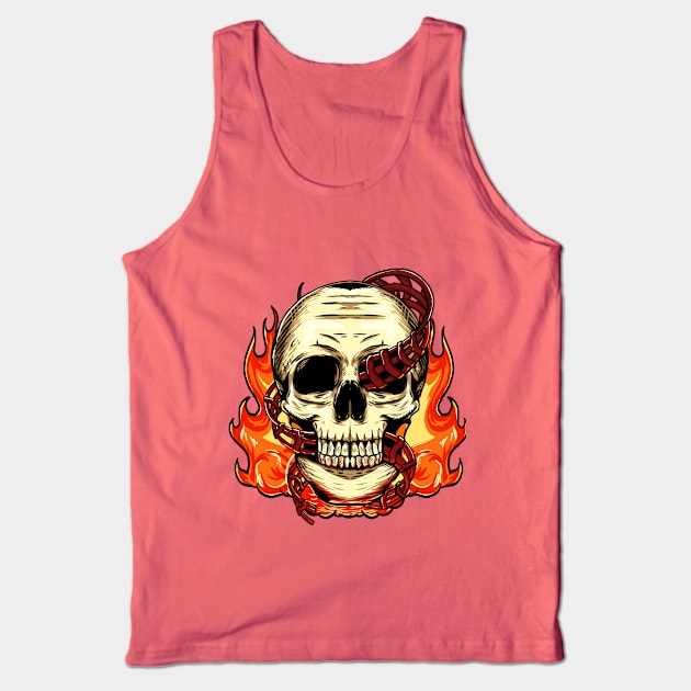 Flaming Skull Coaster Tank Top by Sean Evans